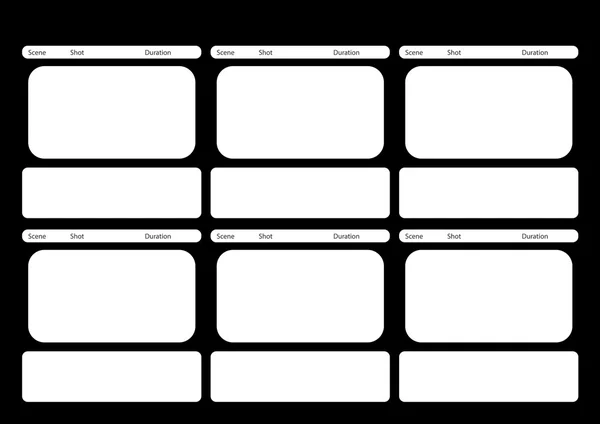 Modello di storyboard a 6 frame in stile classico HDTV nero — Vettoriale Stock