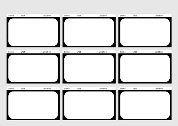 Plantilla de storyboard de 9 cuadros estilo clásico de HDTV — Archivo Imágenes Vectoriales