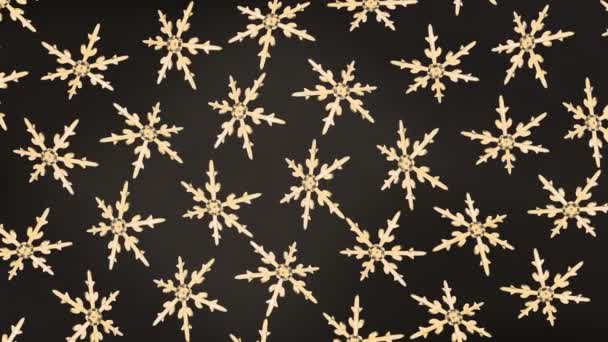 Snowflakes background rotation gold dark 4K video — Stock Video