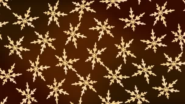 Снежинки фоновая ротация золото 4K видео — стоковое видео
