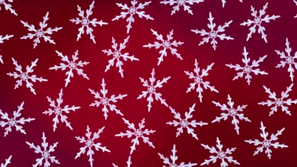 Flocos de neve fundo rotação vermelho 4K vídeo — Vídeo de Stock