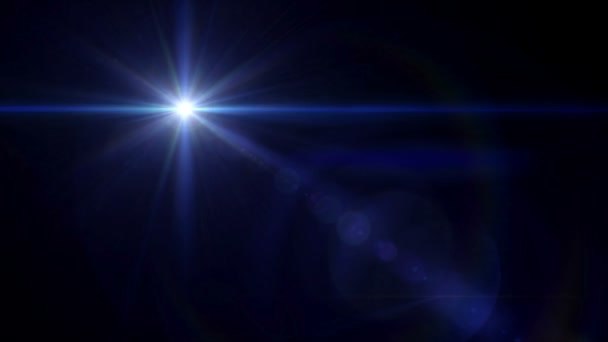 Azul estrela cruz lente flare 4k vídeo — Vídeo de Stock