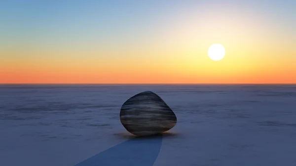 Východ slunce s kamenem — Stock fotografie