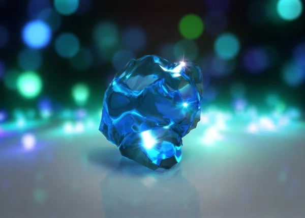 Blue crystal with Light bokeh background — Stock Photo, Image