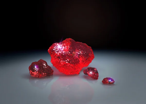 Red crystals on table — Stock Photo, Image