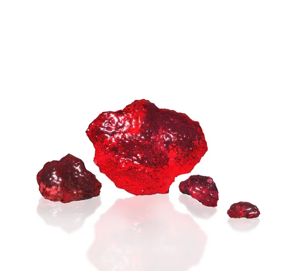 Red crystal stone with reflection on table — Stock Photo, Image