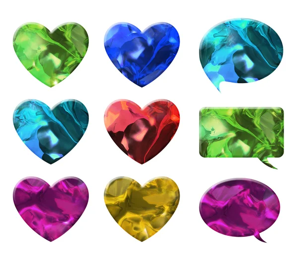 Crystal texture of heart and chat bubble shape — Stock Photo, Image