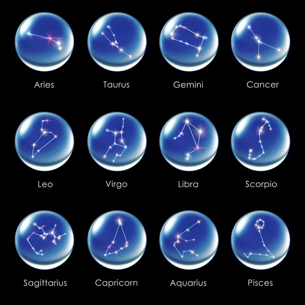 Sfera di cristallo 12 Oroscopi blu — Foto Stock