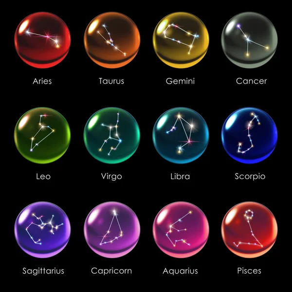 Bola de cristal 12 Horóscopos cor do arco-íris — Fotografia de Stock