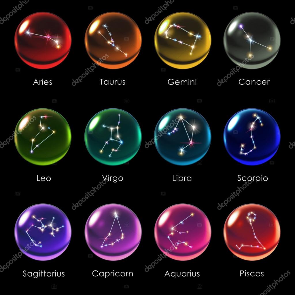Crystal ball 12 Horoscopes rainbow color Stock Photo by ©realcg 118987584