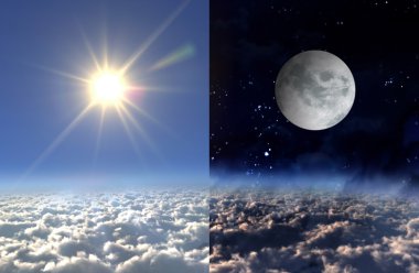 Gün ve ay gece güneş ışık