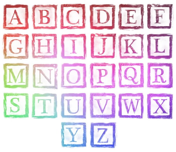 Alfabeto metallo timbro lettere colore — Foto Stock