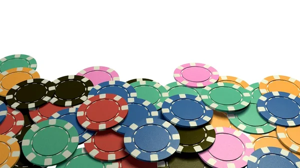 Casino chips show hand white background — Stock Photo, Image