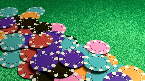 Muchas de las fichas de casino colorido — Foto de Stock