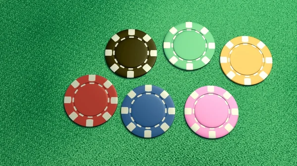 Single of 6 casino chips top — Stock Photo, Image