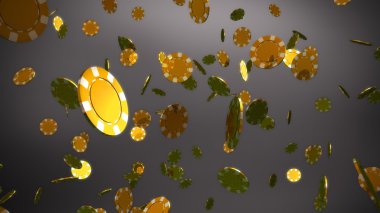 Altın casino chips gri arka plan