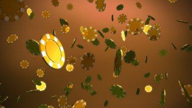 Altın casino chips kahverengi arka plan