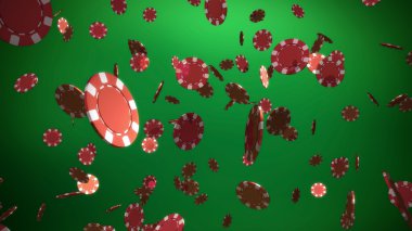 Kırmızı casino chips yeşil arka plan