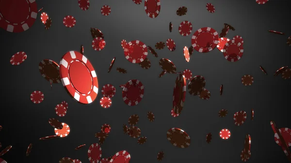 Красный фишки казино черный фон — стоковое фото