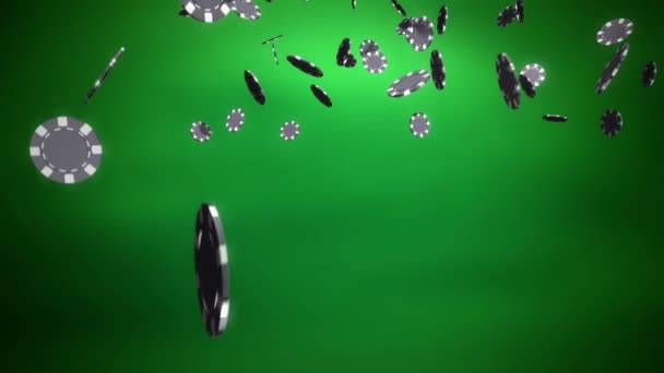 Silver Casino цветные фишки зеленого цвета — стоковое видео