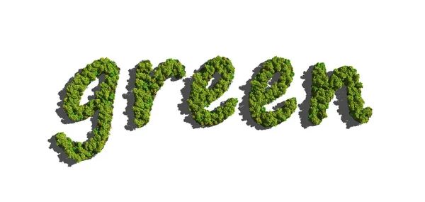 Зеленый текст, созданный деревьями — стоковое фото