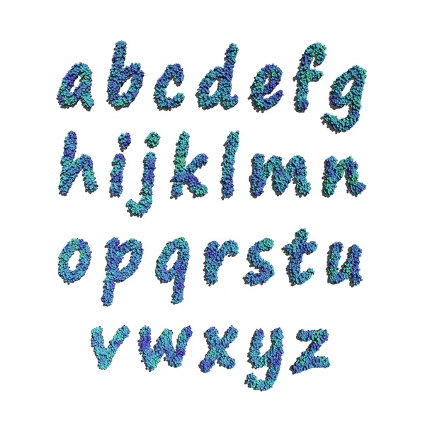 Mavi çiçekler tarafından alfabe küçük harf — Stok fotoğraf