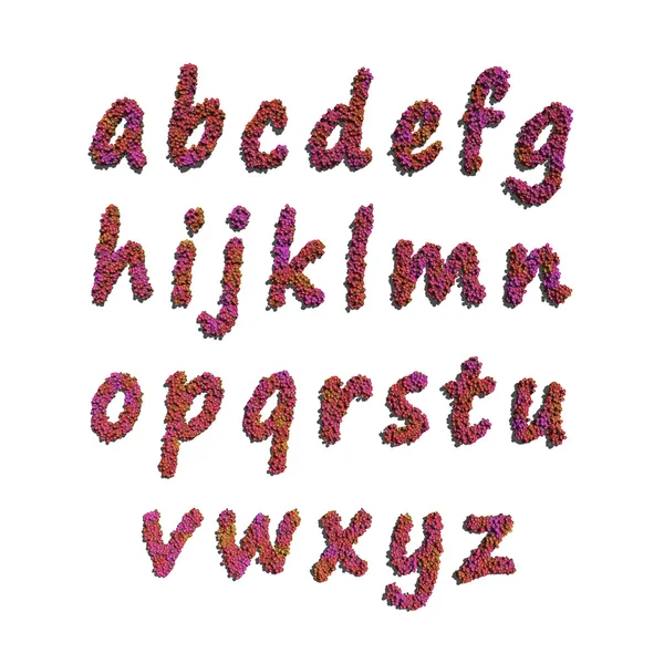 De kleine letter alfabet door rode bloemen — Stockfoto