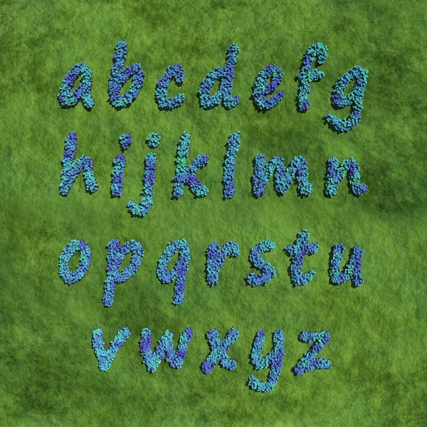 Alphabet petite lettre créée par des fleurs bleues — Photo