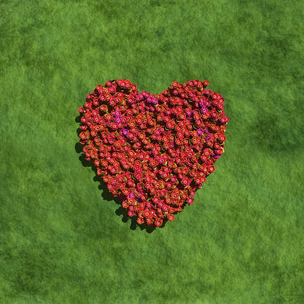 Червоне серце, створене квітами — стокове фото