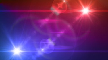 mavi ve kırmızı ışık ikiz mercek parlaması