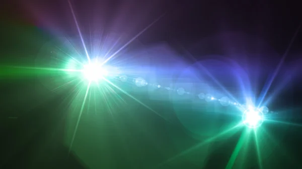 Camera flash double flare blue and green color — Stock Photo, Image
