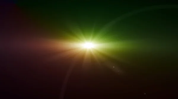 Space Star Flare grüner und gelber Linsenschlag — Stockfoto