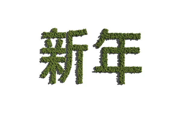 Año nuevo árbol de texto chino con fondo blanco —  Fotos de Stock
