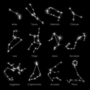 12 Horoscopes Spanish white clipart