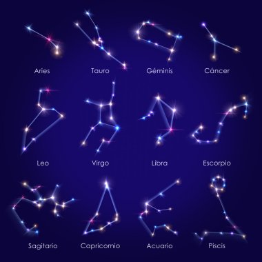 12 Horoscopes Spanish background clipart