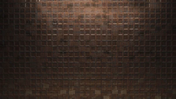 Kovová čtvercová stěna pozadí hnědá — Stock fotografie