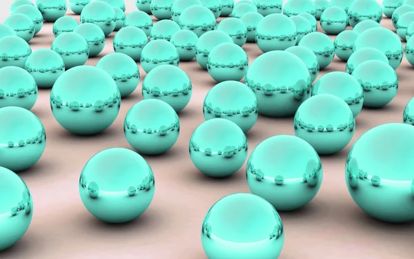 3D topu denizde yeşil metal yansıma — Stok fotoğraf