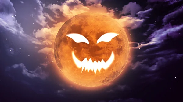 Kürbisgesicht Halloween-Mond — Stockfoto