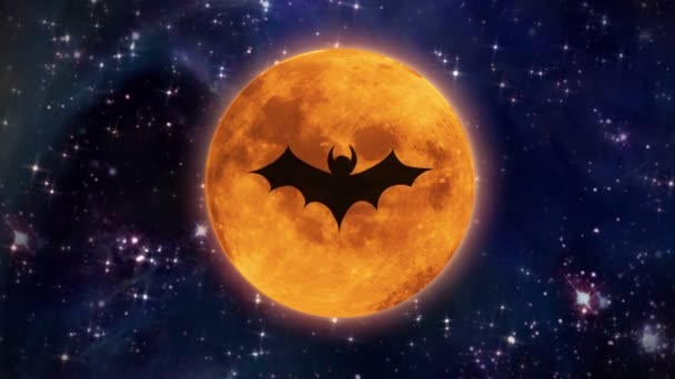 Chauve-souris lune dans l'espace grande taille — Video