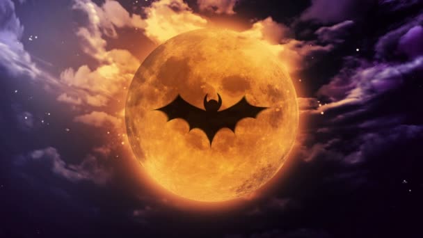 Bat stora Halloween moon — Stockvideo