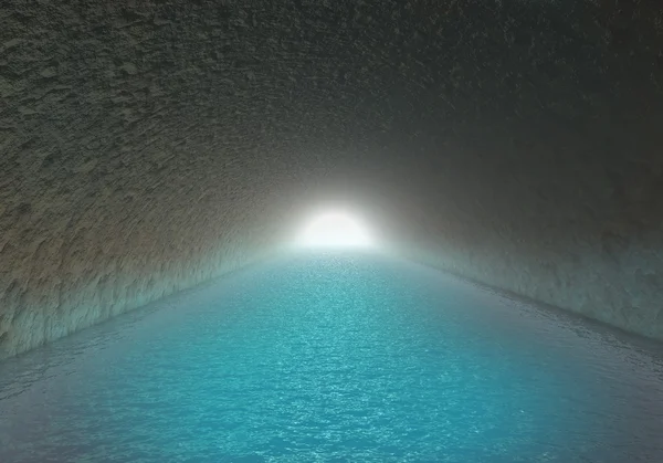 Meereshöhle blauer Tunnel — Stockfoto