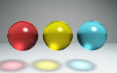 geometrik kristal küre kırmızı sarı mavi