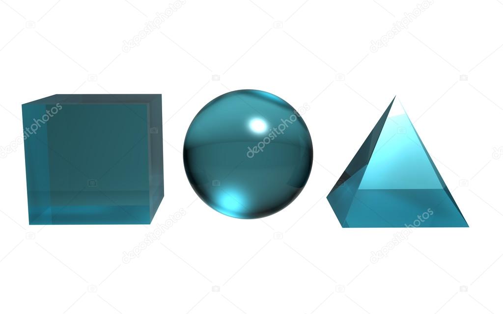 geometric shape blue crystal render