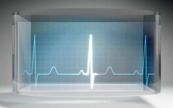 Futurista EKG médica display de cristal líquido azul — Fotografia de Stock