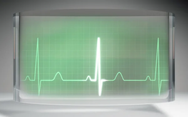 Futuristic EKG medical liquid crystal display green — Stock Photo, Image