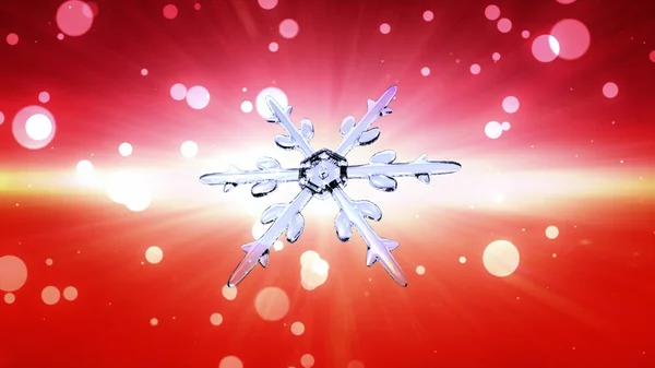 Bokeh Christmas Snowflake red background — Stock Photo, Image