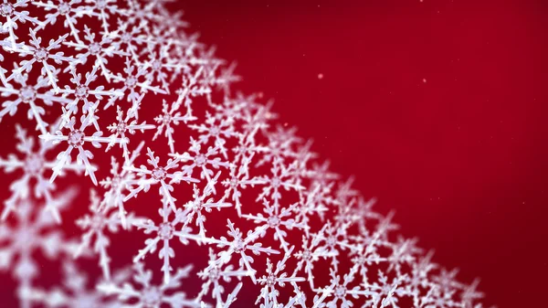 Copos de nieve matriz seguimiento fondo rojo — Foto de Stock