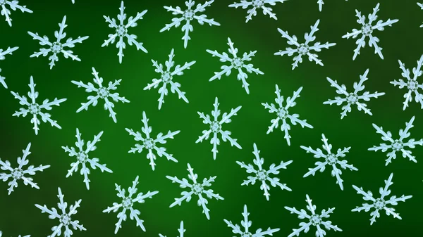 Flocos de neve fundo rotação verde — Fotografia de Stock
