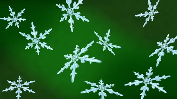 Copos de nieve fondo de Navidad verde — Foto de Stock