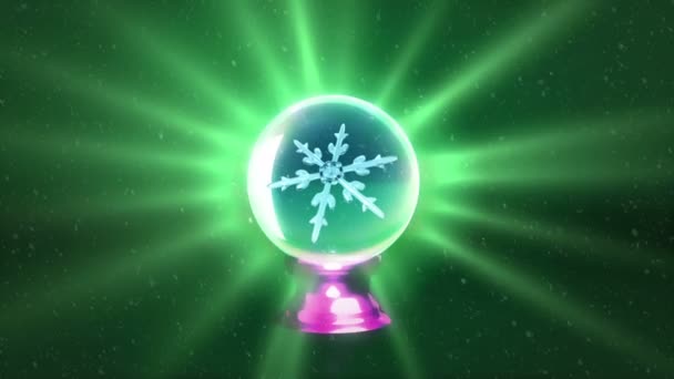 Christmas Snowflakes crystal ball green — Stock Video